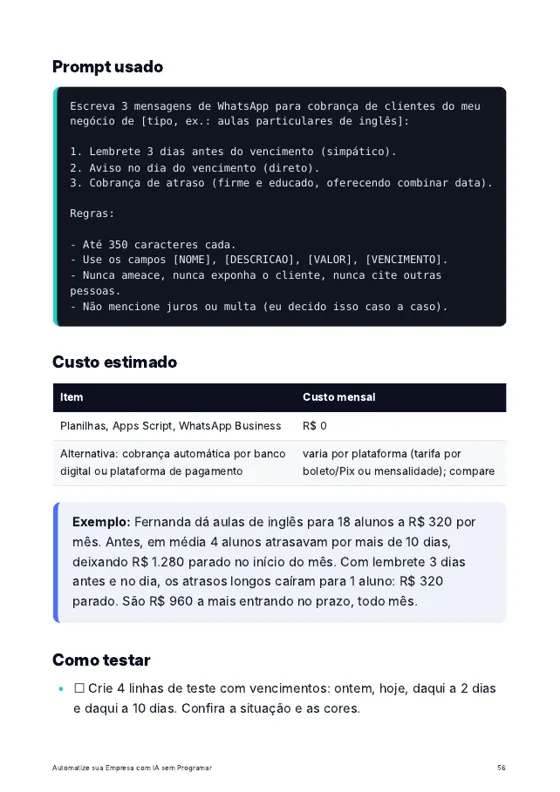 Página de exemplo do guia