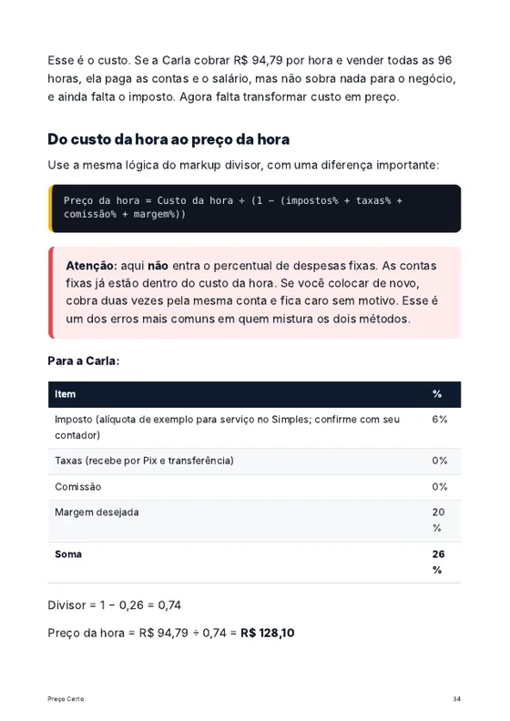 Página de exemplo do guia
